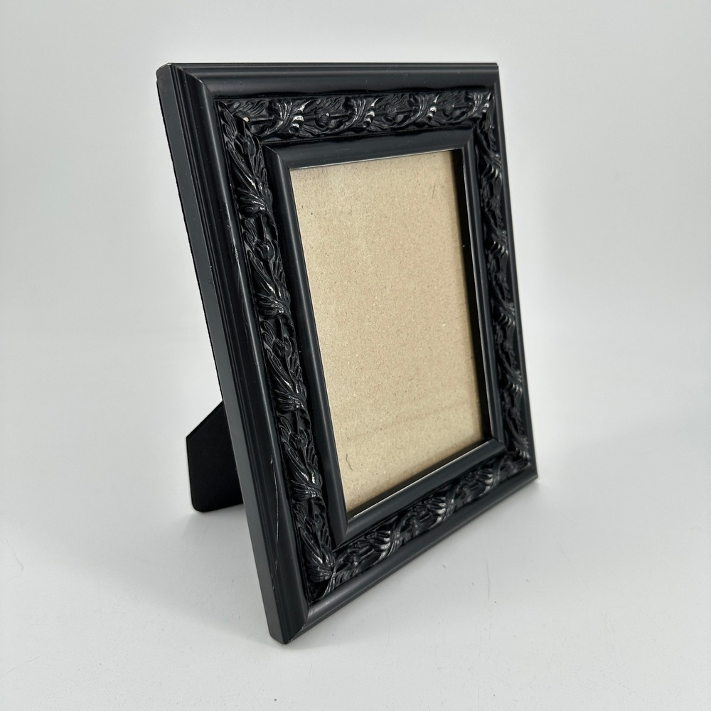 Ornate Black Floral Carved 5x7 Picture Frame Tabletop Decor 1442-57